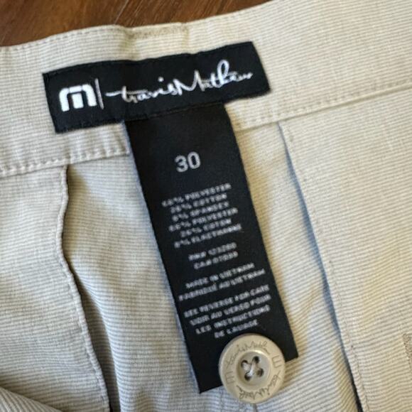 TRAVIS MATHEW Chino Short Beige Stripe Stretch Performance Golf Preppy - Picture 8 of 11